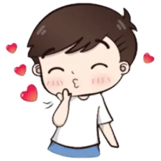 😁 Dessin animé, Baiser, Coeurs, Amour, Mignon, Garçon, Affection telegram sticker