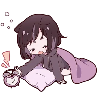 ⏰ endormi, réveil, animé, chibi, mignon, dessin animé telegram sticker