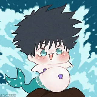 ⚪️ @HAWKS putri duyung, kartun, anime, laut, samudra, kawaii, imut, karakter telegram sticker