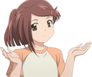 🤷‍♀️ アニメ, 女の子, 肩をすくめる, 質問, 困惑, 不安 telegram sticker
