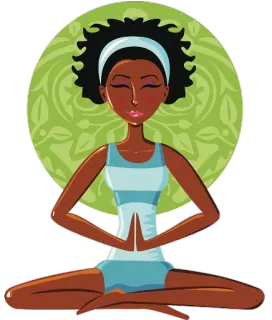 🧘‍♀ Yoga, Méditation, Femme, Afro-américaine, Exercice, Paix, Détente, Spirituel telegram sticker
