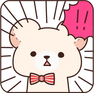 😦 Bär, niedlich, Cartoon, Tier, Schleife, Aufkleber, kawaii telegram sticker