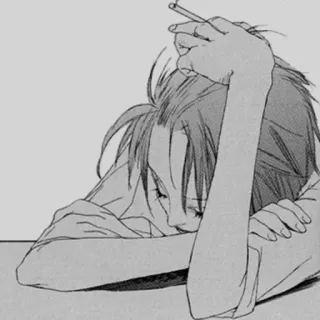 🚬 Anime, Hút thuốc, Mệt mỏi, Manga, Thuốc lá, Buồn whatsapp sticker