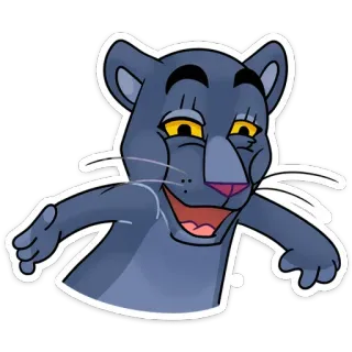 🤩 hoạt hình, báo đen, động vật, nhãn dán telegram sticker