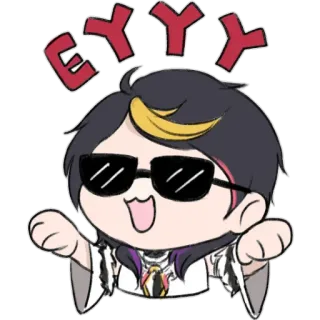 😎 EYYY dibujos animados, personaje, celebración, fiesta, gafas de sol, feliz telegram sticker