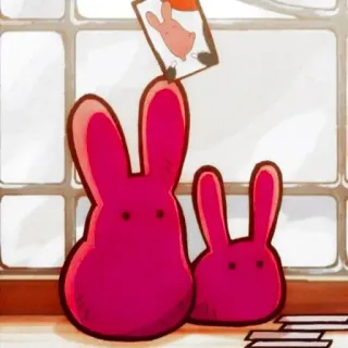 🍥 bunny, rabbit, cute, animal, pink, cartoon telegram sticker