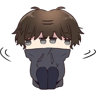 🙂‍↔️ Аниме, Грустный, Одинокий, Милый, Мультфильм, Персонаж whatsapp sticker