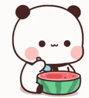 😋 panda, mignon, kawaii, pastèque, dessin animé, animal telegram sticker