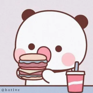 🍔 @hotlve panda, eating, cute, burger, soda telegram sticker