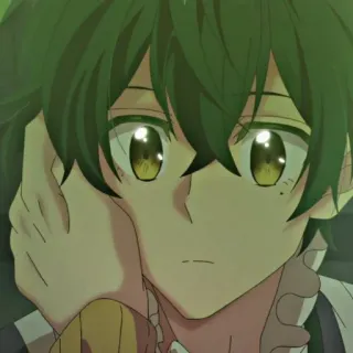 🥺 Anime, Garçon, Cheveux verts, Personnage, Illustration, Manga telegram sticker