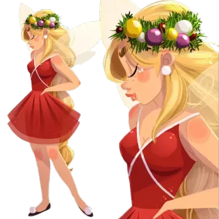 🧚‍♀ фея, рождество, платье, крылья, блондинка, милый telegram sticker