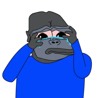 😢 chorando, triste, macaco, gorila, desenho animado, emoções, lágrimas telegram sticker