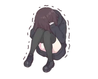 😰 动漫, 女孩, 伤心, 哭泣, 情感, 卡通 whatsapp sticker