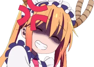 😡 Tohru Miss Kobayashi's Dragon Maid Anime, Naga, Maid, Tohru, Marah, Frustrasi, Kartun telegram sticker