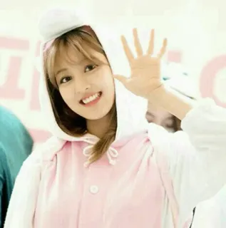 🦄 femme, K-pop, idole, souriant, joyeux, mignon, saluant telegram sticker
