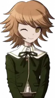 😉 Chihiro Fujisaki Danganronpa animé, jeu vidéo, Chihiro Fujisaki, Danganronpa, mignon, clin d'oeil telegram sticker