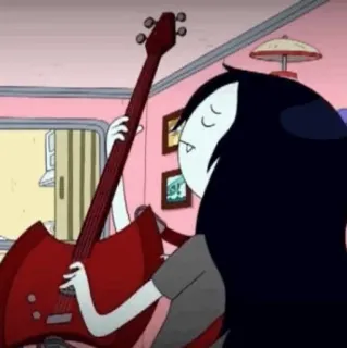 🖤 Marceline Adventure Time cartoon, vampire, guitar, music, animated whatsapp sticker