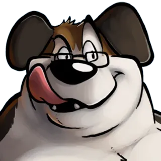 😏 dog, cartoon, glasses, licking, animal, pet whatsapp sticker