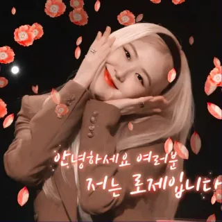 🐰 Rosé 안녕하세요 여러분 저는 로제입니다 Розэ, K-Pop, Blackpink, приветствие, женщина telegram sticker