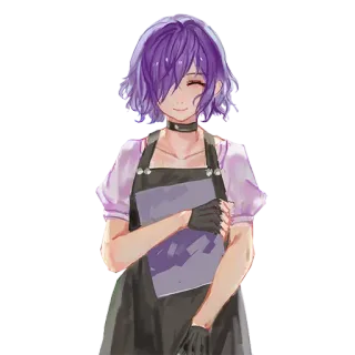 😊 Аниме, Манга, Фиолетовые волосы, Персонаж, Фартук telegram sticker