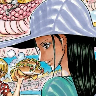 🥰 Nico Robin One Piece anime, manga, food, hotdog, cartoon, character telegram sticker