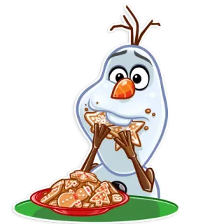 🤤 Olaf Frozen オラフ, 雪だるま, クッキー, 食べ物, アニメ, ディズニー, アナと雪の女王 telegram sticker
