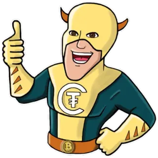 👍 超级英雄, 比特币, 加密货币, 卡通, 赞, 魔鬼, 面具, 货币 whatsapp sticker