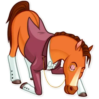 🙇‍♂️ cheval, monocle, dessin animé, animal, drôle, mignon telegram sticker