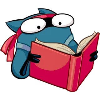 📚 Desenho animado, Leitura, Livro, Animal, Gato, Adesivo telegram sticker