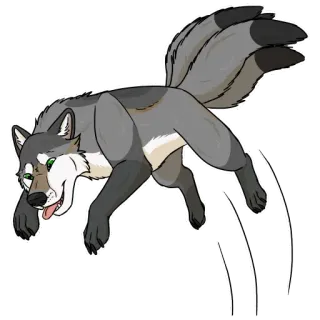 🙇 lobo, animal, canino, mamífero, lobo gris, dibujo animado, personaje whatsapp sticker