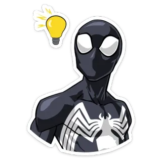 ☝️ Spider-Man человек-паук, марвел, комиксы, супергерой, симбиот, лампочка, идея telegram sticker