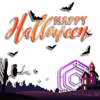 😱 HAPPY Halloween Хэллоуин, летучие мыши, сова, дом с привидениями, ночь, праздник whatsapp sticker