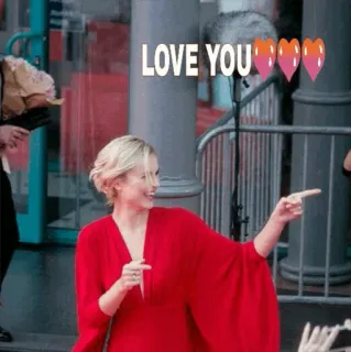 💚 LOVE YOU amor, mujer, vestido rojo, corazones, señalando, celebración telegram sticker