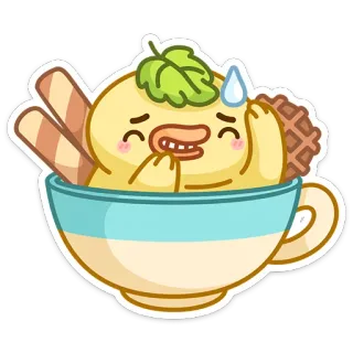 😓 duck, cute, kawaii, food, cartoon, sweet, dessert telegram sticker