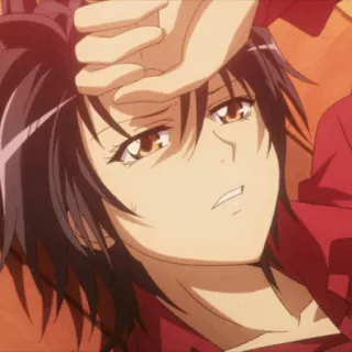 📌 Anime, Erschöpft, Müde, Brünette, Porträt, Cartoon telegram sticker
