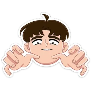 🤗 การ์ตูน, เด็กผู้ชาย, ใบหน้า, สีหน้า, ประชดประชัน, รำคาญ telegram sticker
