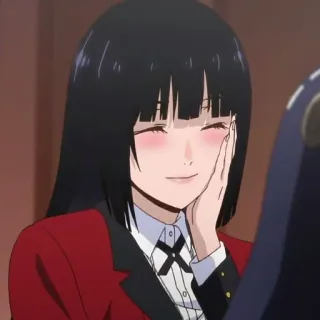 🥀 Yumeko Jabami Kakegurui Anime, Garota, Cabelo preto, Blazer vermelho, Fofa, Sorrindo, Kakegurui telegram sticker