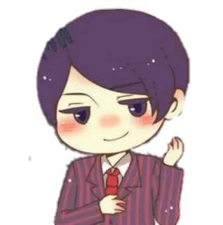 💜 Cartoon, Anime, Charakter, Chibi, Mann, Anzug telegram sticker