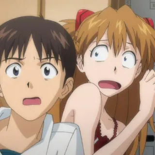 🍣 Asuka Langley Soryu Neon Genesis Evangelion anime, character, shocked, reaction, Evangelion telegram sticker