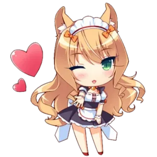 🥰 Anime, Catgirl, Maid, Carino, Cuori, Kawaii telegram sticker
