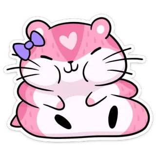 🍩 hamster, fofo, rosa, laço, animal, adesivo telegram sticker