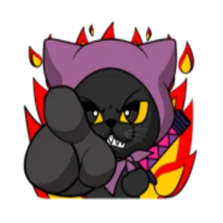 😡 猫, 怒り, 漫画, 中指, 炎 whatsapp sticker