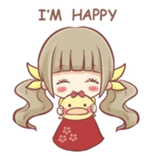😊 I'M HAPPY счастливый, девочка, утка, мультфильм, милый telegram sticker
