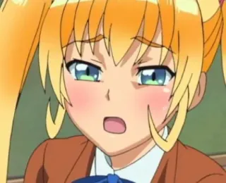 😣 Anime, Ragazza, Rossore, Scolara, Codini telegram sticker