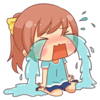 😭 pleurer, triste, dessin animé, animé, fille, émotion, larmes whatsapp sticker