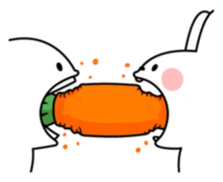 🥕 lapins, carotte, partage, mignon, animaux, dessin animé telegram sticker