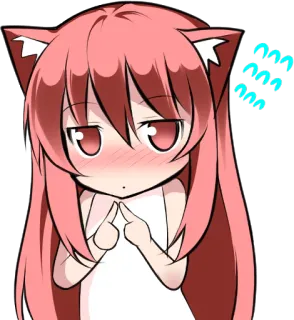 😳 Anime, Ragazza gatto, Carino, Capelli rosa, Kawaii, Personaggio whatsapp sticker