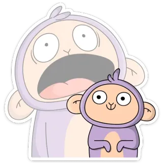 😊 Affe, Cartoon, Tier, Süß, Lustig, Lila telegram sticker
