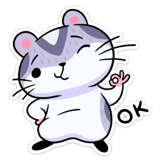 👌 OK 햄스터, 귀여운, 동물, OK, 긍정적인, 스티커 telegram sticker