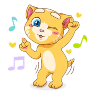 🎼 Tom Cat chat, animal, dessin animé, autocollant, danse, Talking Tom, Ginger telegram sticker